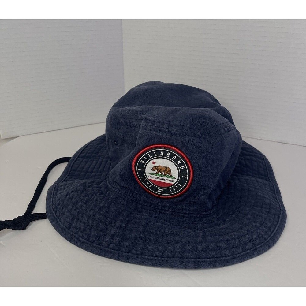 Billabong Navy Blue Cotton Bucket Hat Embroidered Patch Logo